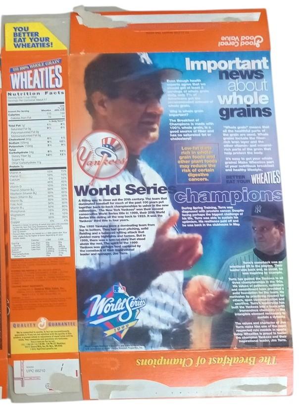 Wheaties Boxes Flat Baseball 1999 World Series & 1998 Power Hitters Sports