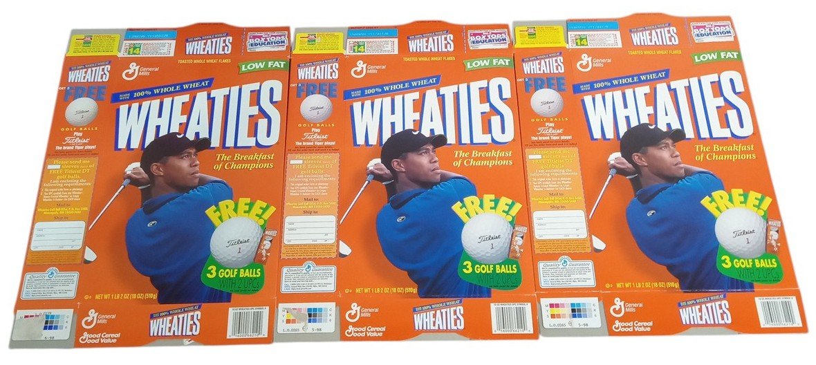 Tiger Woods Wheaties Boxes Set Of 4 Flat 1998 Retro Collectible Sports Golf