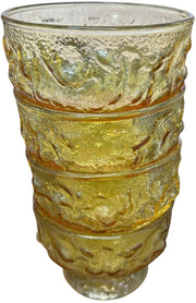 Anchor Hocking Lido Milano Stackable Amber Crinkle Dessert Glasses Set of 4