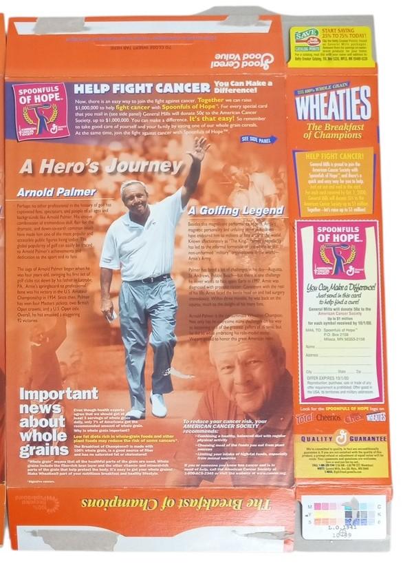 Arnold Palmer Wheaties Boxes Flat 1999 Golf Retro Collectible Nostalgic
