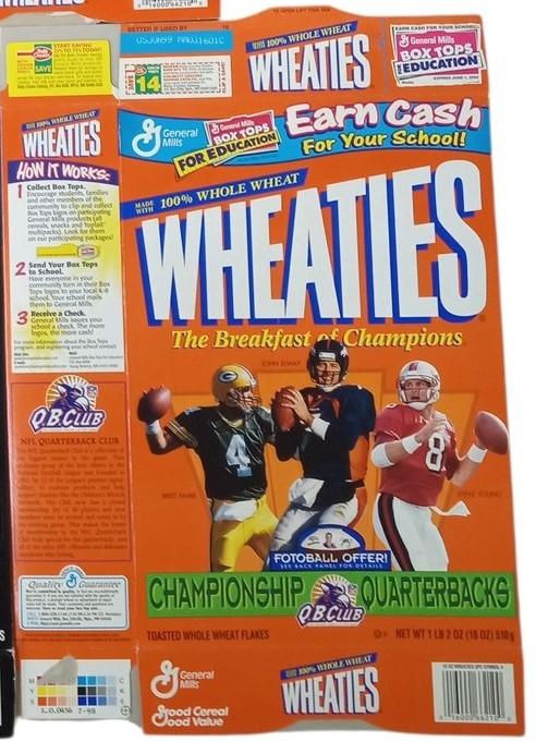 NFL Football Super Bowl & QB Club Wheaties Boxes Set Of 3 Flat Retro 1990s