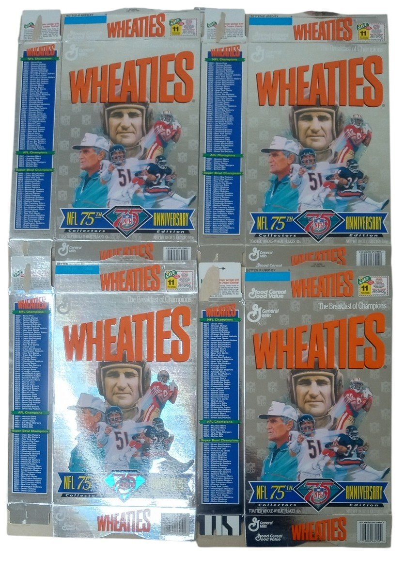 NFL 75th Anniversary Wheaties Boxes Set Of 4 Flat 1994 Football Nostalgic