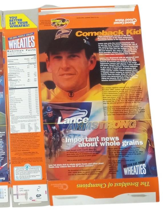 Lance Armstrong Wheaties Boxes Flat 1999 Tour De France Retro Collectible
