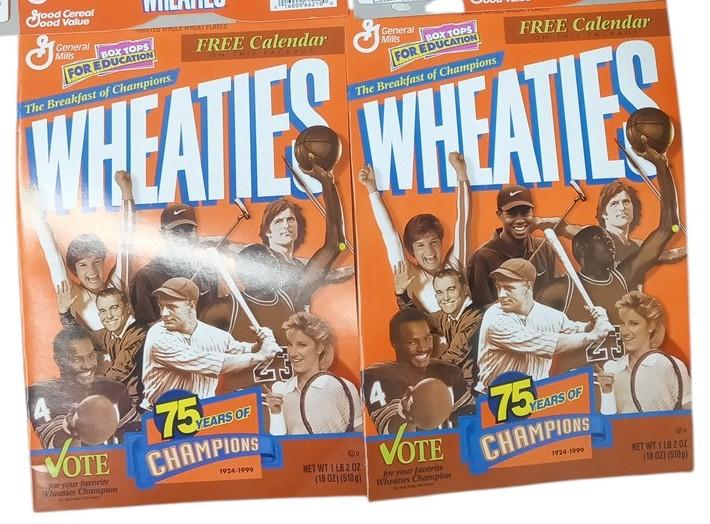 Wheaties 75 Years Of Champions Boxes 1998 Flat W/1999 Calendars Sports History