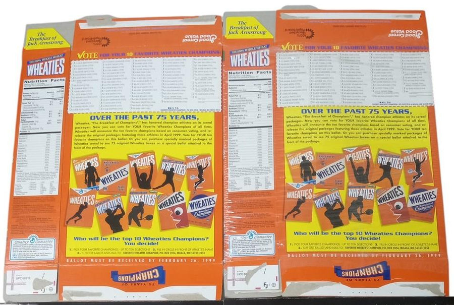 Wheaties 75 Years Of Champions Boxes 1998 Flat W/1999 Calendars Sports History