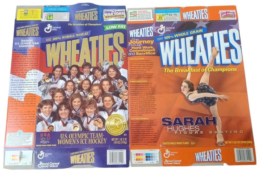 Wheaties Olympics Figure Skating & Women's Ice Hockey Flat 1998 2002 Retro