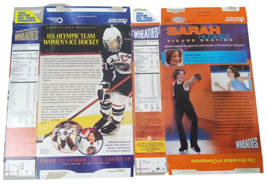 Wheaties Olympics Figure Skating & Women's Ice Hockey Flat 1998 2002 Retro