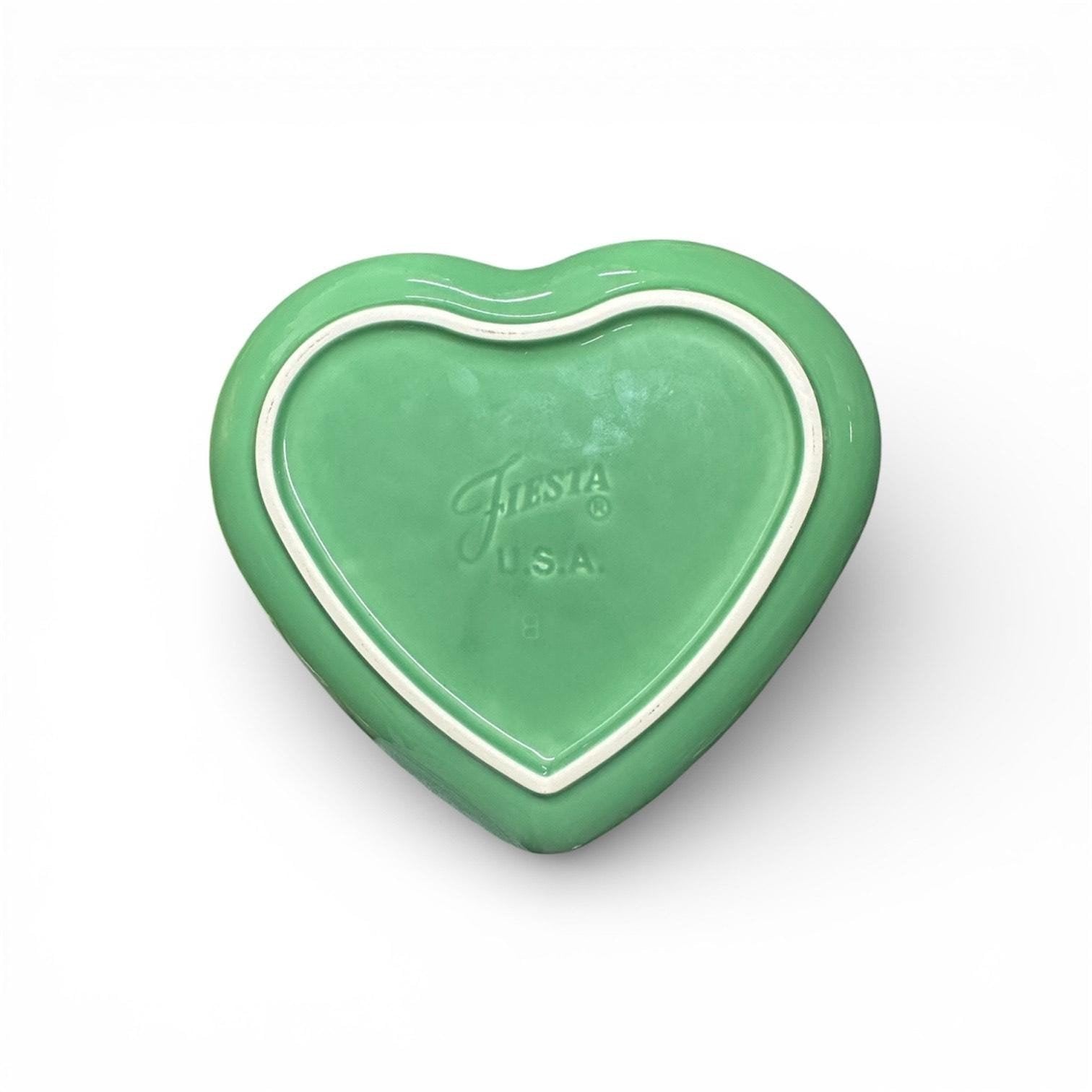 Fiesta - Meadow Green Large Heart Shaped Bowl Homer Laughlin Ceramic Dish HLC Valentines