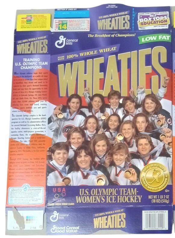 Wheaties Boxes 1998 Olympics Women's Ice Hockey Flat Sports Hockey Collectible