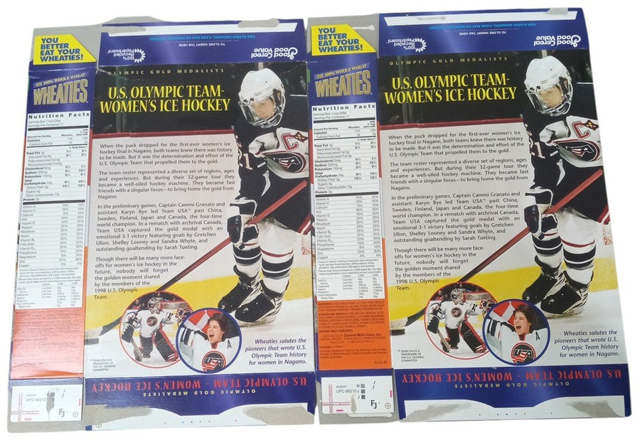 Wheaties Boxes 1998 Olympics Women's Ice Hockey Flat Sports Hockey Collectible