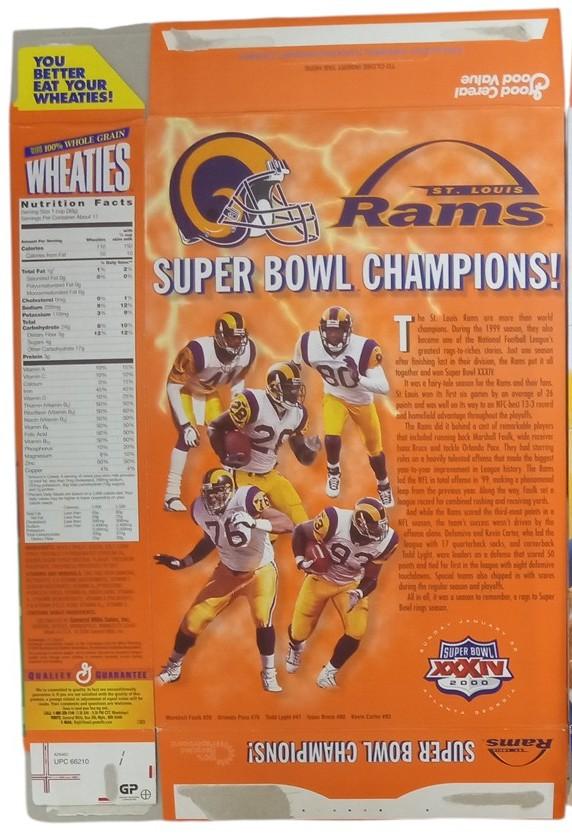 Wheaties Boxes Set Of 2 Flat 1997 & 2000 Rams Super Bowl Retro Collectible