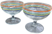 Fiesta Go Along - 5 Striped Orange, White, Green, Yellow, Blue Sherbet Glasses