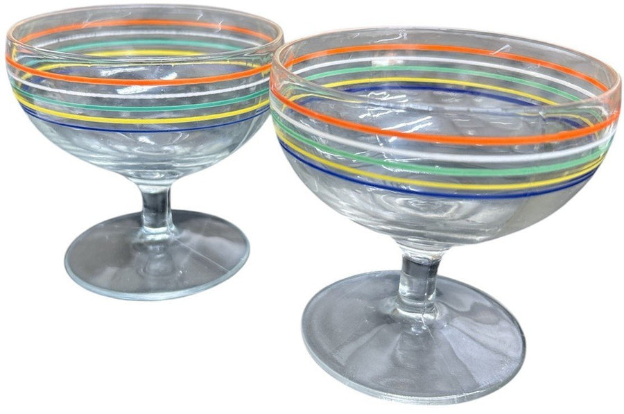 Fiesta Go Along - 5 Striped Orange, White, Green, Yellow, Blue Sherbet Glasses