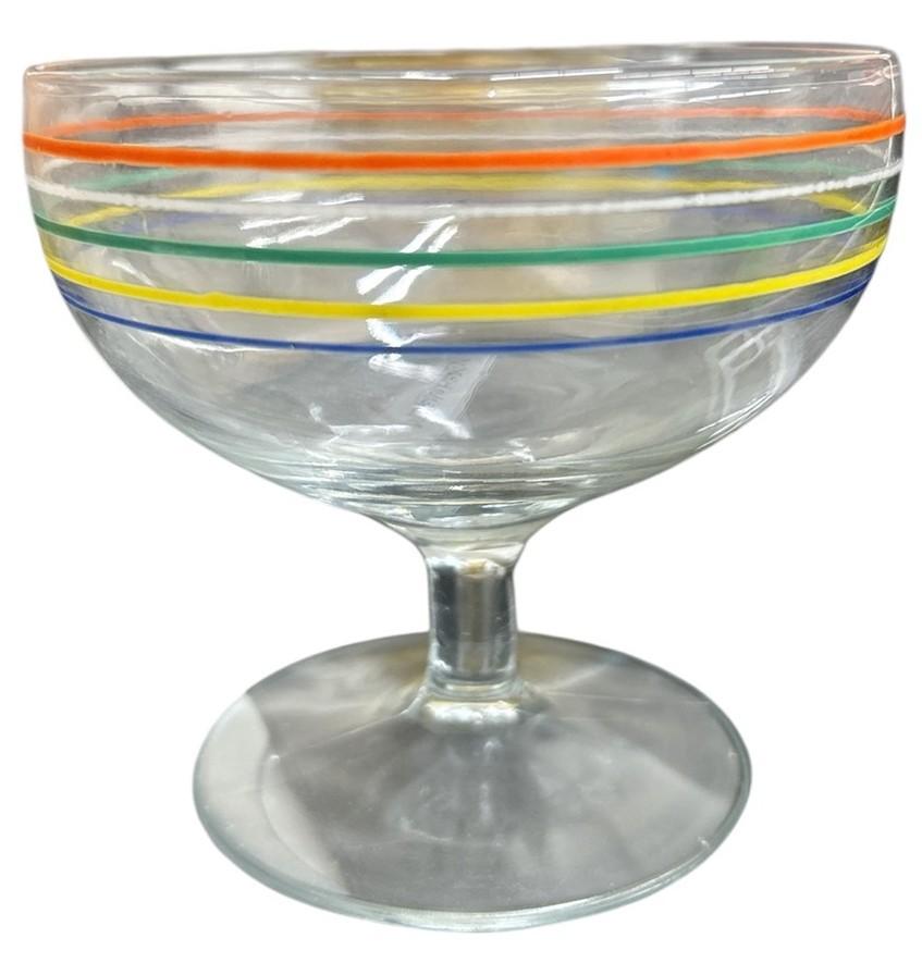 Fiesta Go Along - 5 Striped Orange, White, Green, Yellow, Blue Sherbet Glasses