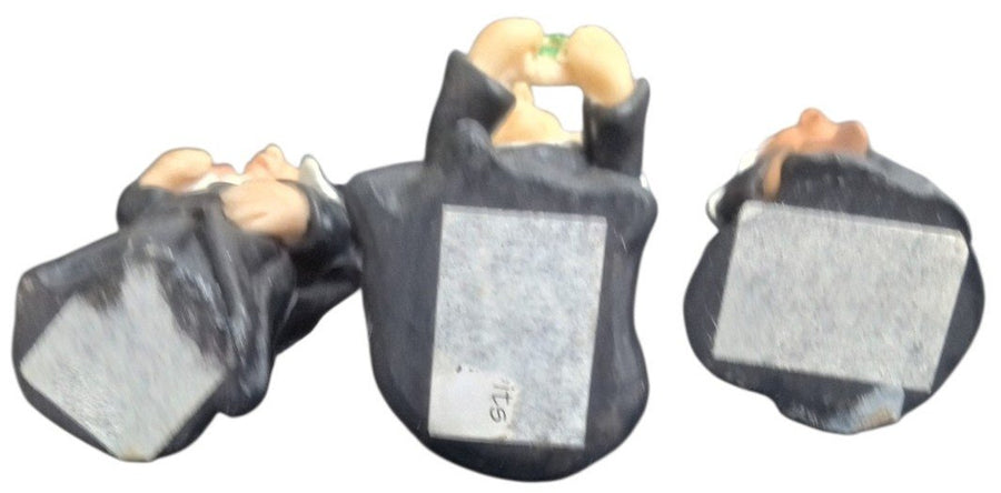 Happy Habits Mini Nun Figures W/Hooks Set Of 3 Cute Collectible Decorative