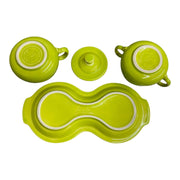 Fiesta - Lemongrass Green 4-Piece Sugar Bowl and Creamer Tray Set Homer Laughlin HLC Ceramic