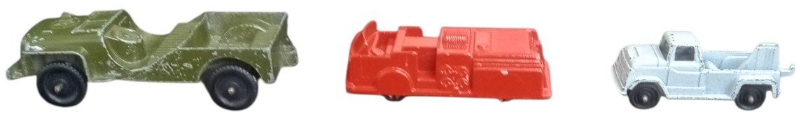 Tootsietoy & Midgetoy Set Of 3 Army Jeep Firetruck Tow Truck Vintage Collectible