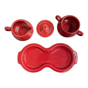 Fiesta - Scarlet Red 4-Piece Sugar Bowl and Creamer Tray Set Homer Laughlin HLC Ceramic