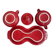 Fiesta - Scarlet Red 4-Piece Sugar Bowl and Creamer Tray Set Homer Laughlin HLC Ceramic