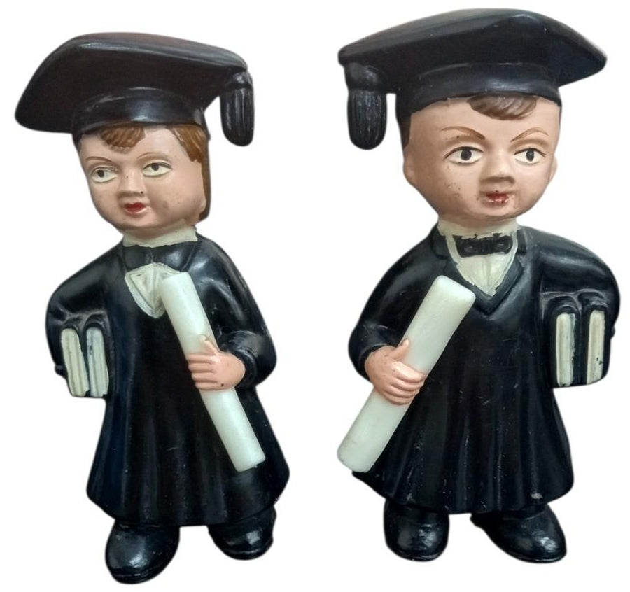 Plastic Graduate Figures Made In Hong Kong Vintage Collectible Knick Knacks