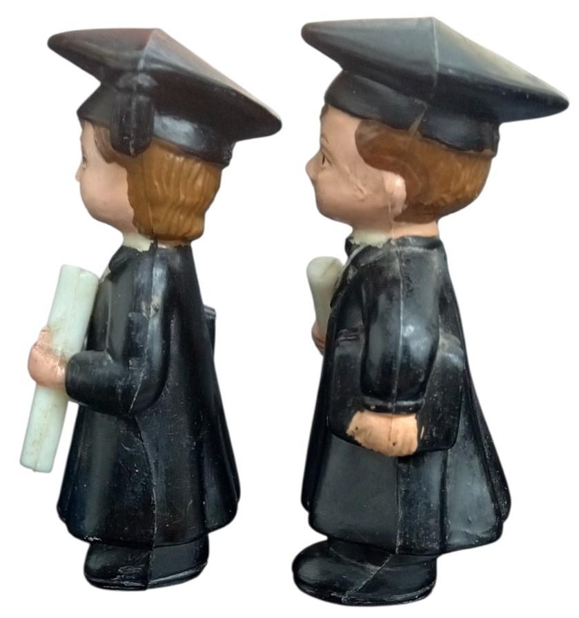 Plastic Graduate Figures Made In Hong Kong Vintage Collectible Knick Knacks