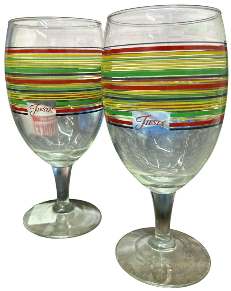 Fiesta - TWO 16oz Iced Tea Glass Black, Scarlet, Sunflower, Shamrock
