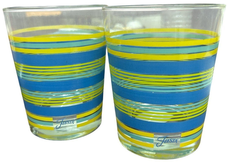 Fiesta - TWO 15oz Double Highball Glasses, Sunflower, Turquoise, Lapis
