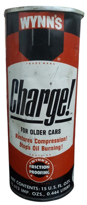Wynn's Charge For Older Cars Oil Can Vintage Collectible Petroliana Garage 1960s