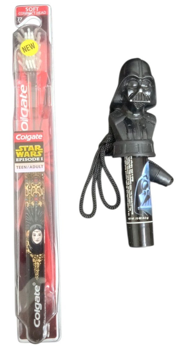 Star Wars Episode I Colgate Toothbrush & Darth Vader Lip Balm 1998 Retro