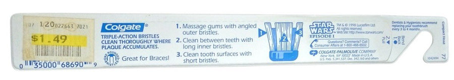 Star Wars Episode I Colgate Toothbrush & Darth Vader Lip Balm 1998 Retro