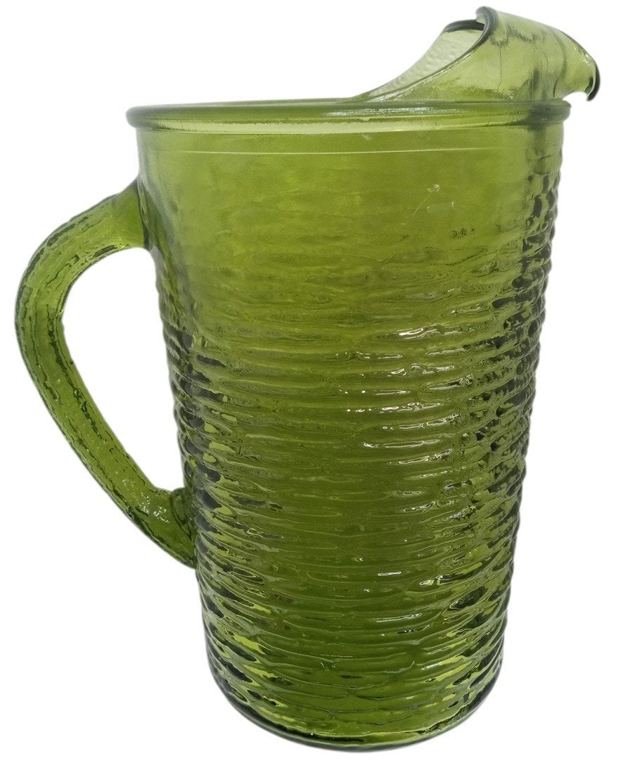Anchor Hocking Soreno Glass Pitcher Avocado Green Vintage Collectible Drinkware