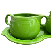 Fiesta - Shamrock Green 4-Piece Sugar Bowl and Creamer Tray Set Homer Laughlin HLC Ceramic