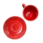 Fiesta - Scarlet Red Teacup & Saucer Set Ceramic HLC Homer Laughlin Tea Set