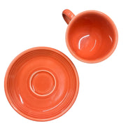 Fiesta - Persimmon Orange Teacup & Saucer Set Homer Laughlin HLC Ceramic