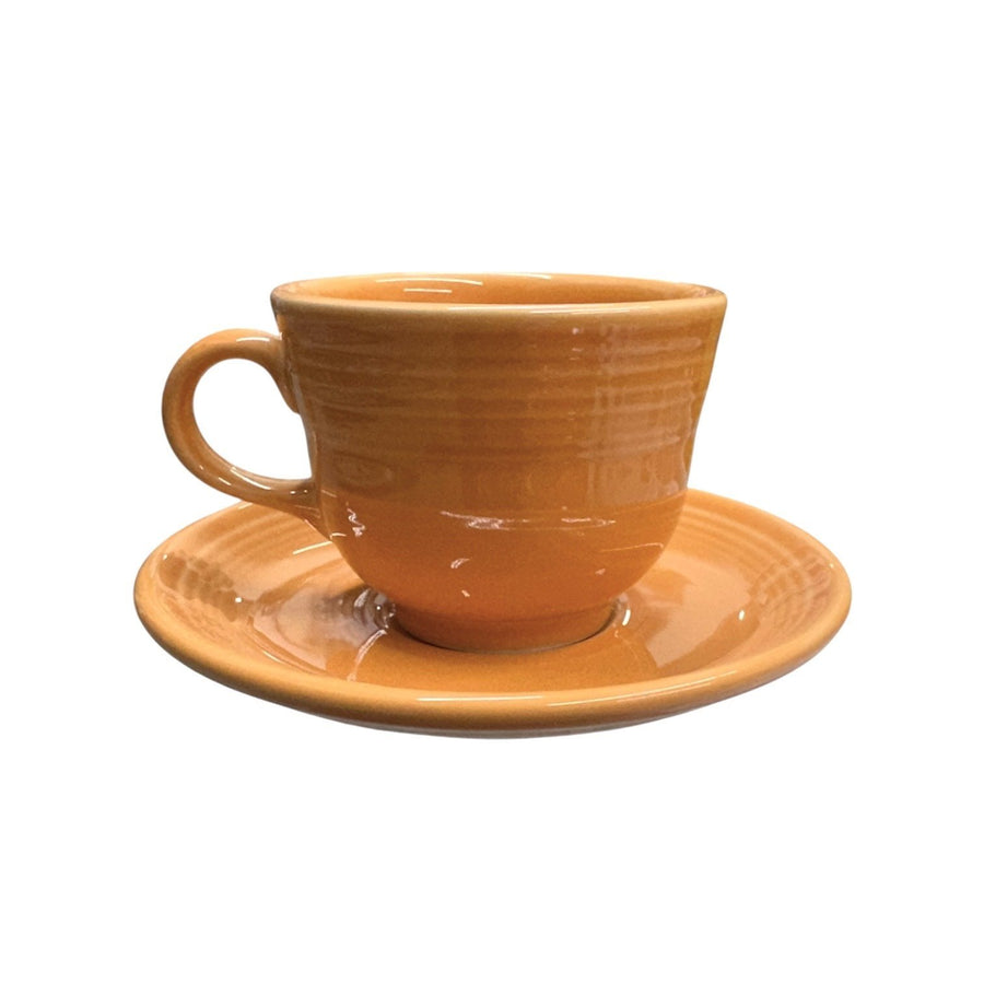 Fiesta - Tangerine Orange Teacup & Saucer Set Homer Laughlin HLC Ceramic