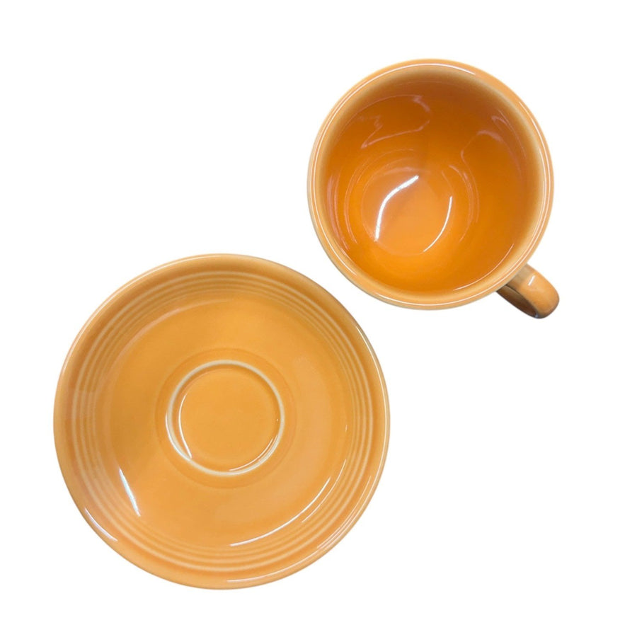 Fiesta - Tangerine Orange Teacup & Saucer Set Homer Laughlin HLC Ceramic