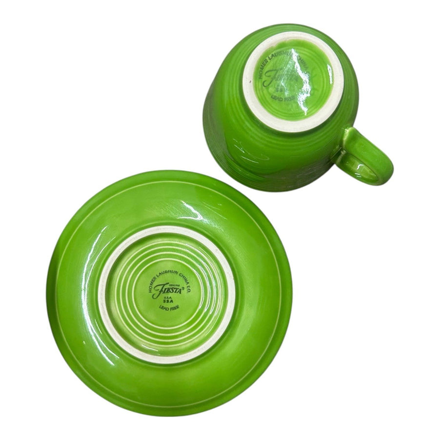Fiesta - Shamrock Green Teacup & Saucer Set Homer Laughlin HLC Ceramic