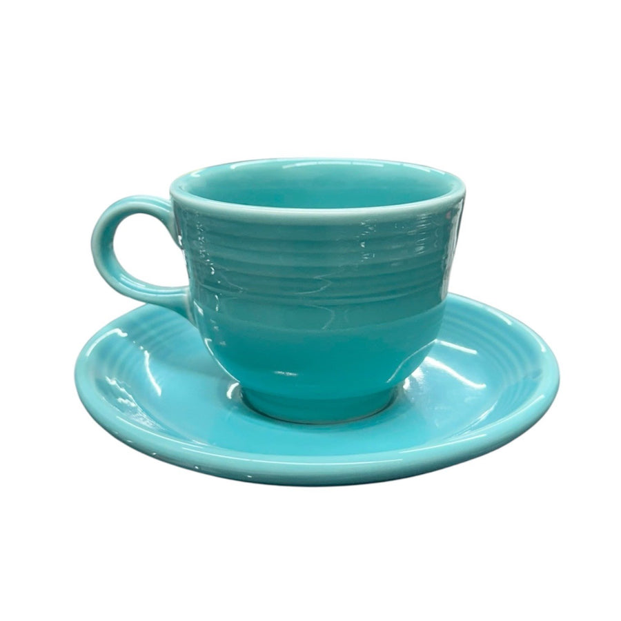 Fiesta - Turquoise Blue Teacup & Saucer Set Homer Laughlin HLC Ceramic