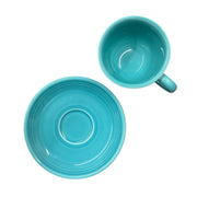 Fiesta - Turquoise Blue Teacup & Saucer Set Homer Laughlin HLC Ceramic