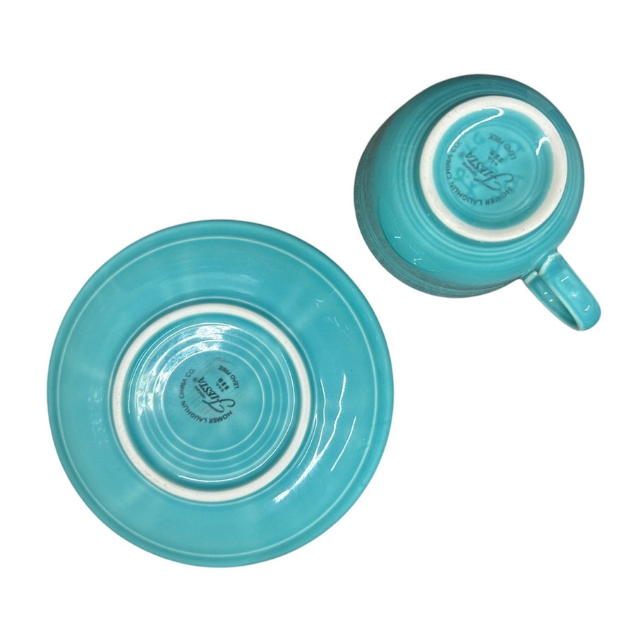 Fiesta - Turquoise Blue Teacup & Saucer Set Homer Laughlin HLC Ceramic