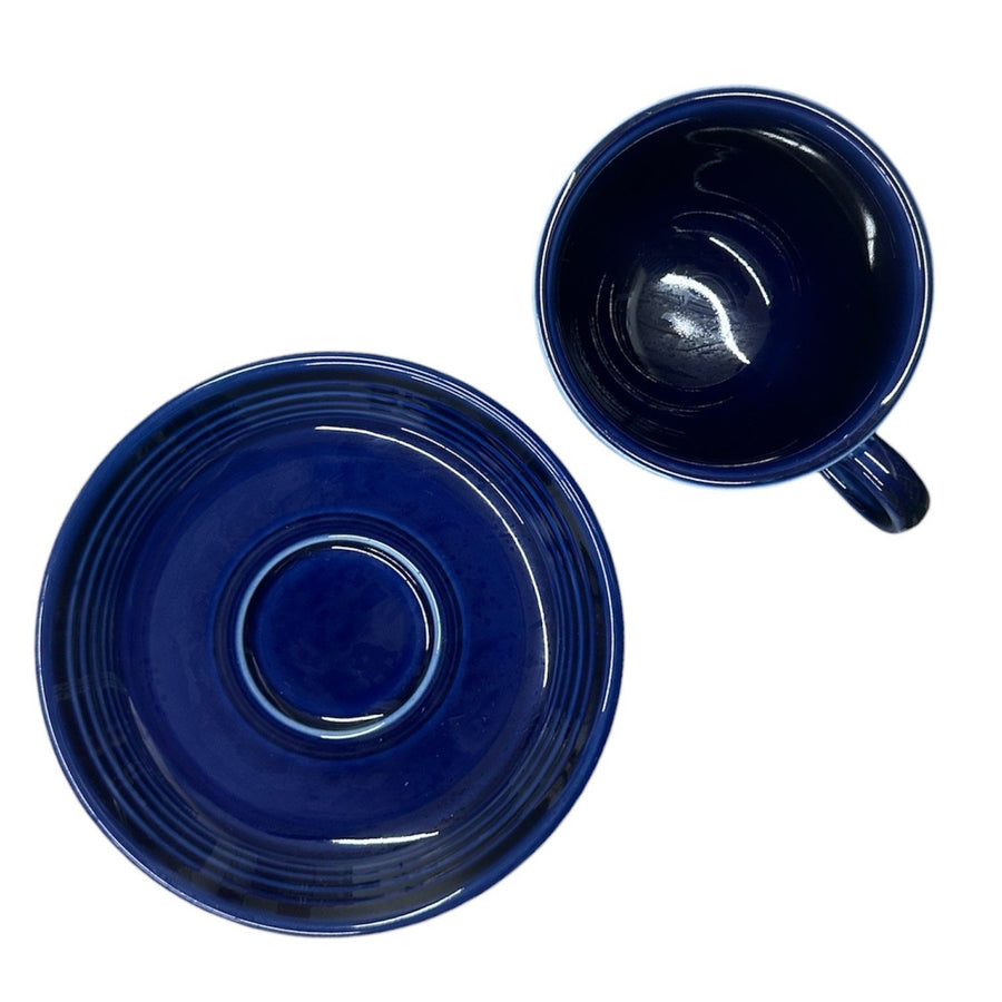 Fiesta - Cobalt Blue Teacup & Saucer Set Homer Laughlin HLC Ceramic