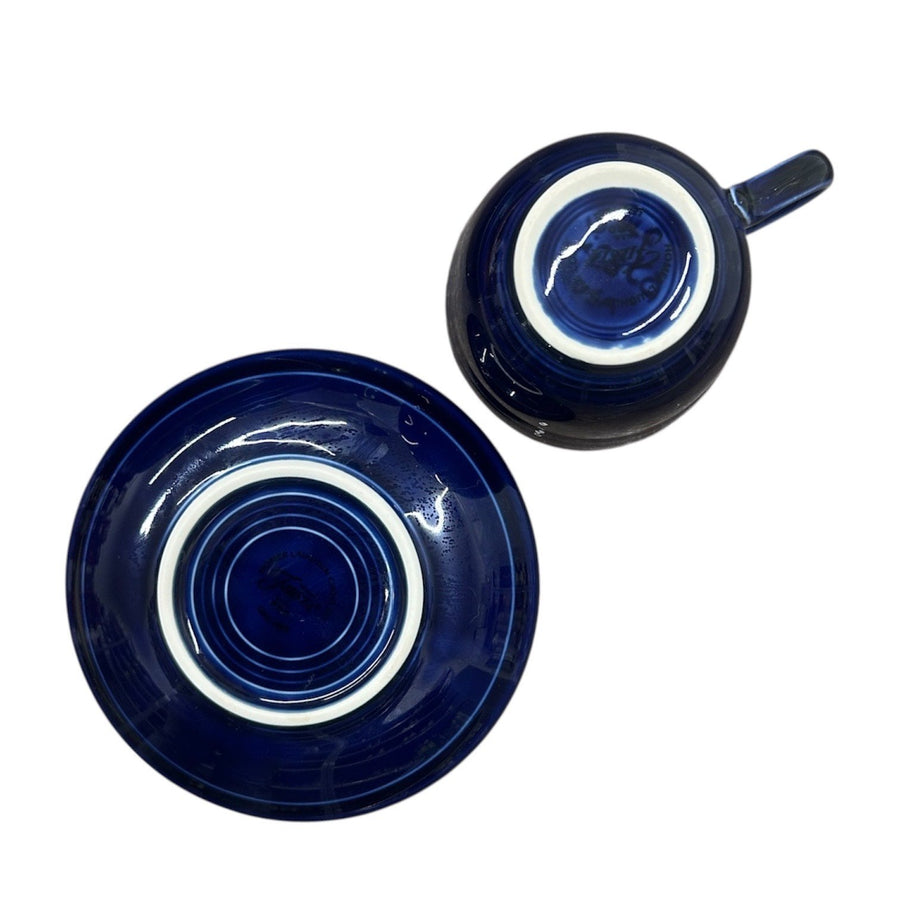 Fiesta - Cobalt Blue Teacup & Saucer Set Homer Laughlin HLC Ceramic
