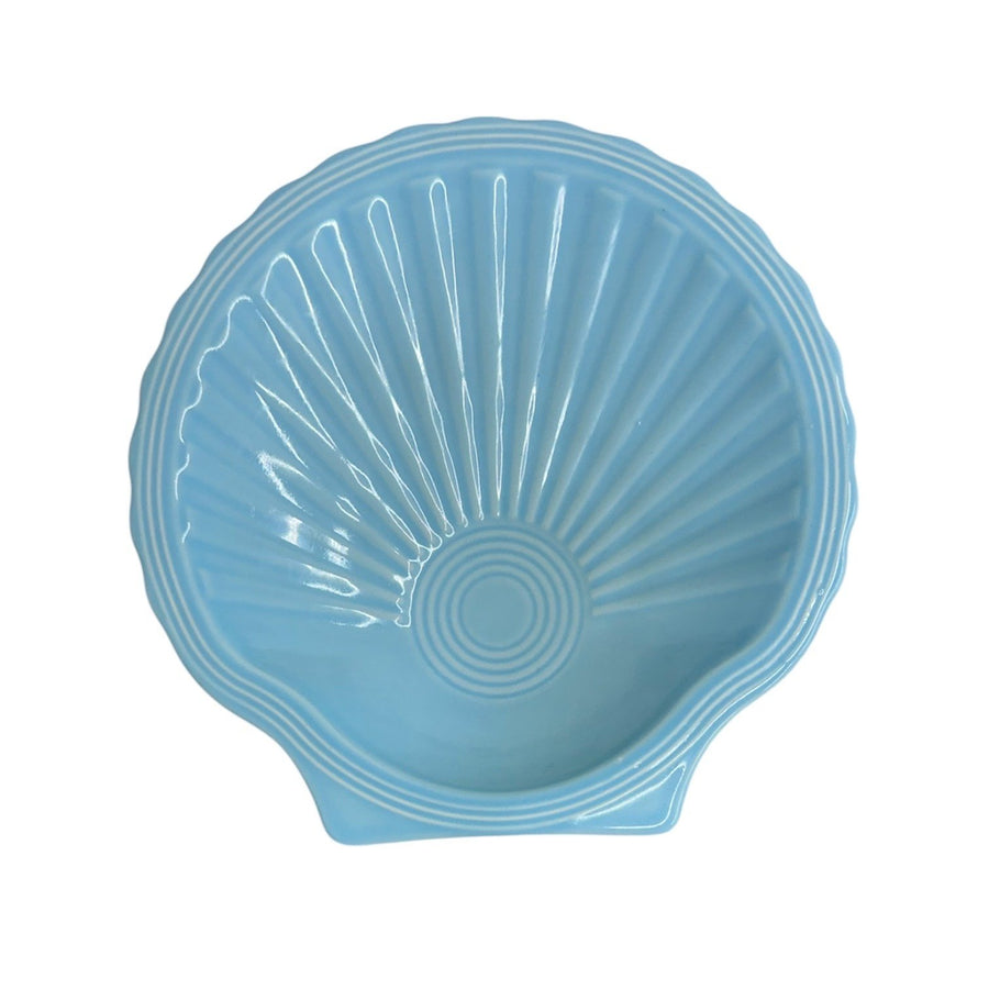 Fiesta - Sky Blue Shell Shaped Plate Homer Laughlin HLC Ceramic Seashell Plate