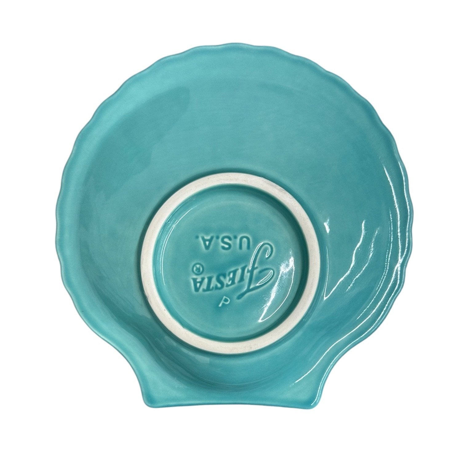 Fiesta - Turquoise Blue Shell Shaped Plate Homer Laughlin HLC Ceramic Seashell Plate