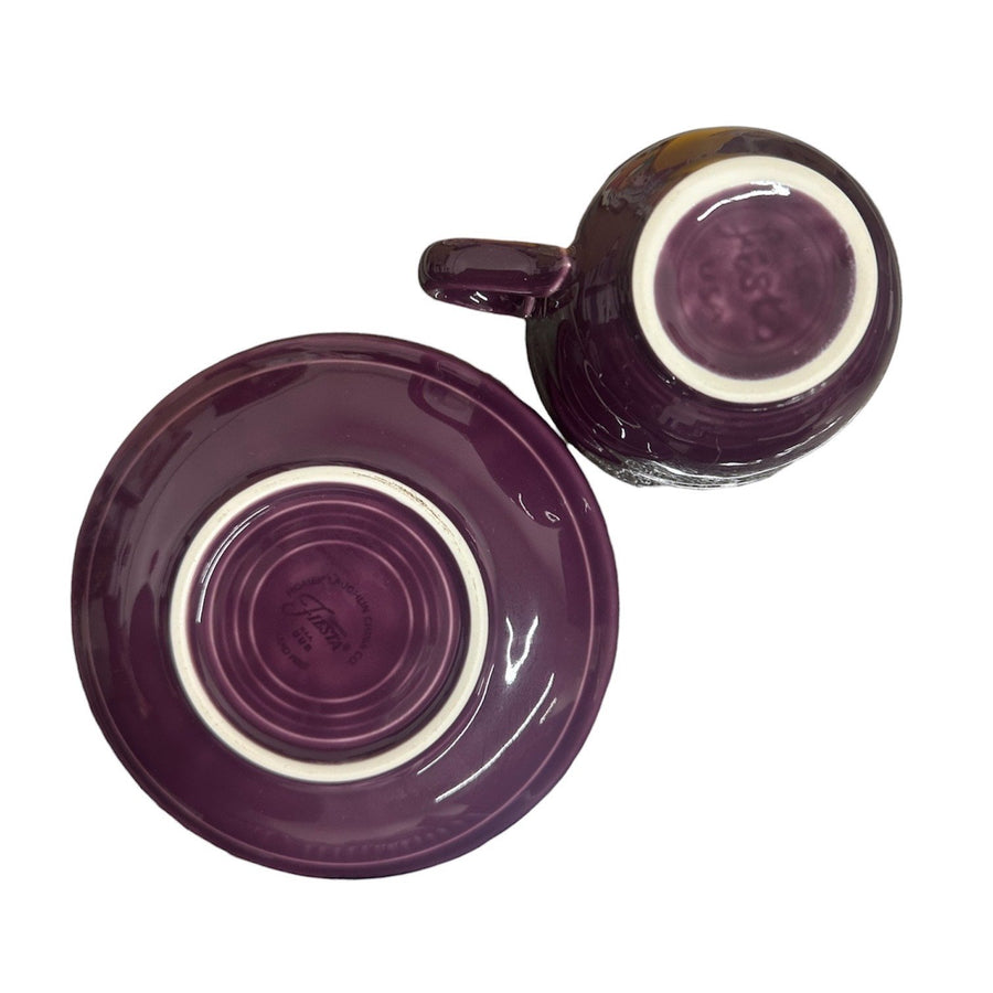 Fiesta - Heather Purple Teacup & Saucer Set Homer Laughlin HLC Ceramic