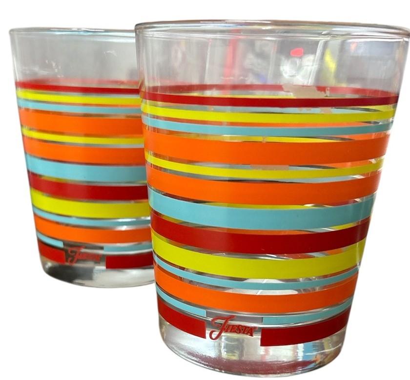 Fiesta - TWO 15oz Double Highball Glasses, Scarlet, Lemongrass, Turquoise, Tangerine