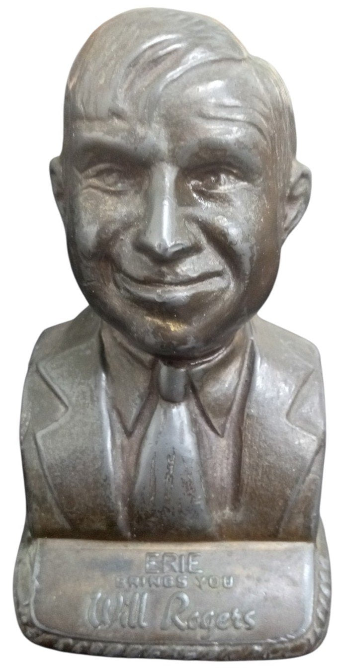 Erie Will Rogers Bust Paperweight Vintage Collectible Knick Knack Decor