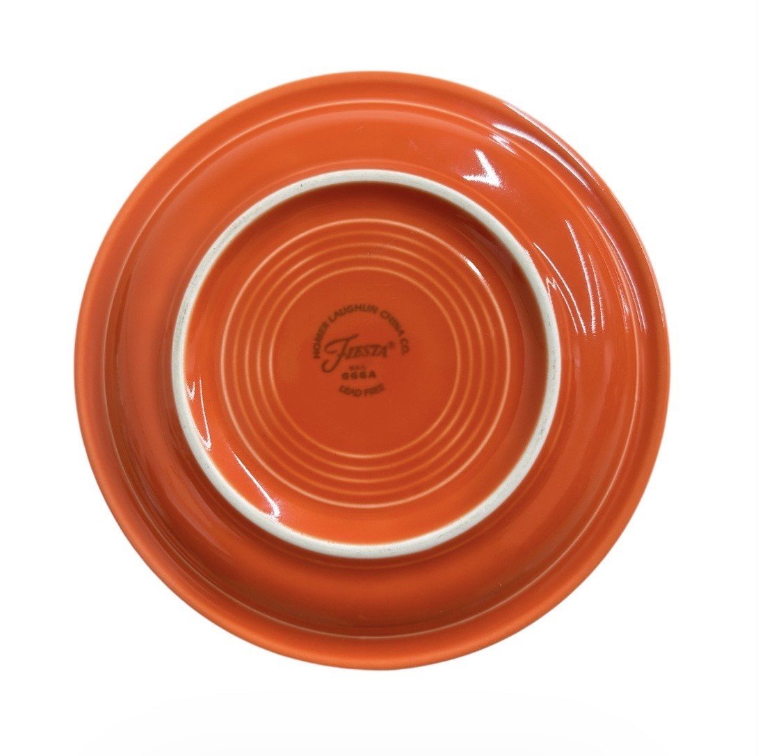 Fiesta - Poppy Orange Glowing Pumpkin Bistro Coupe Salad Plate Homer Laughlin HLC
