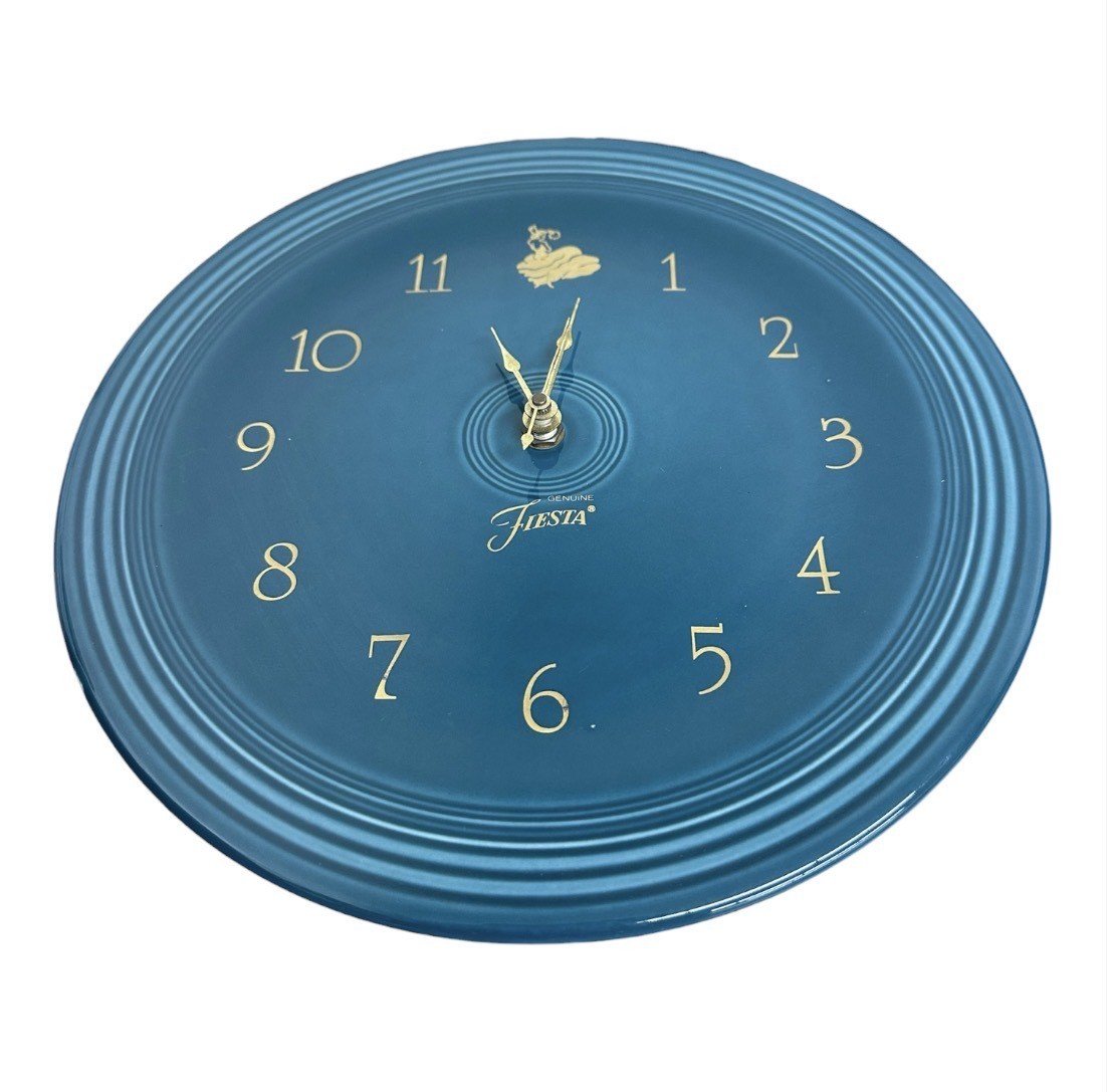 Fiesta - Juniper Teal Blue Retired Rare Clock Homer Laughlin HLC Ceramic Clock (Tested Works)