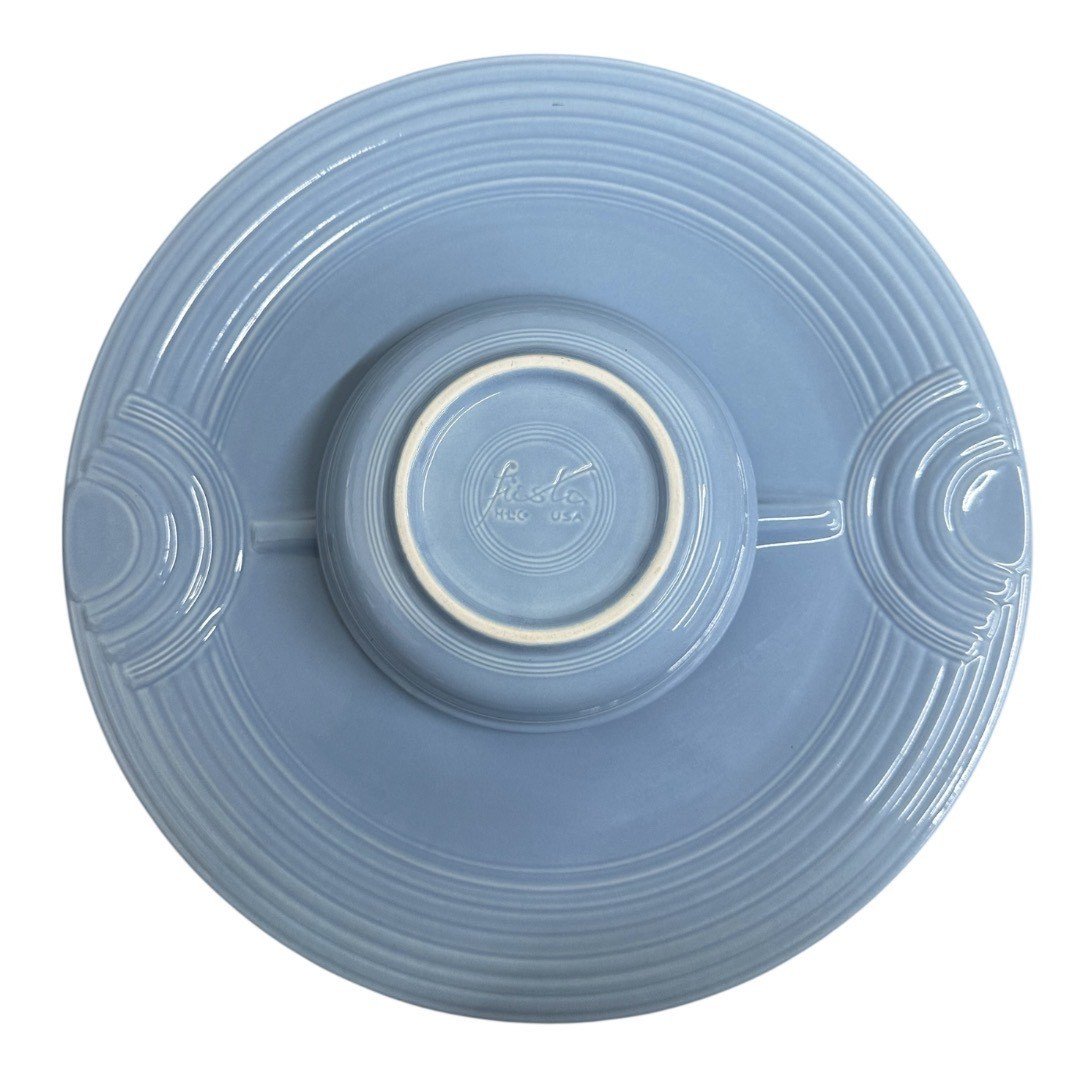 Fiesta - Periwinkle Blue Hostess Tray and Bowl Set Homer Laughlin HLC Retired Ceramic Serving